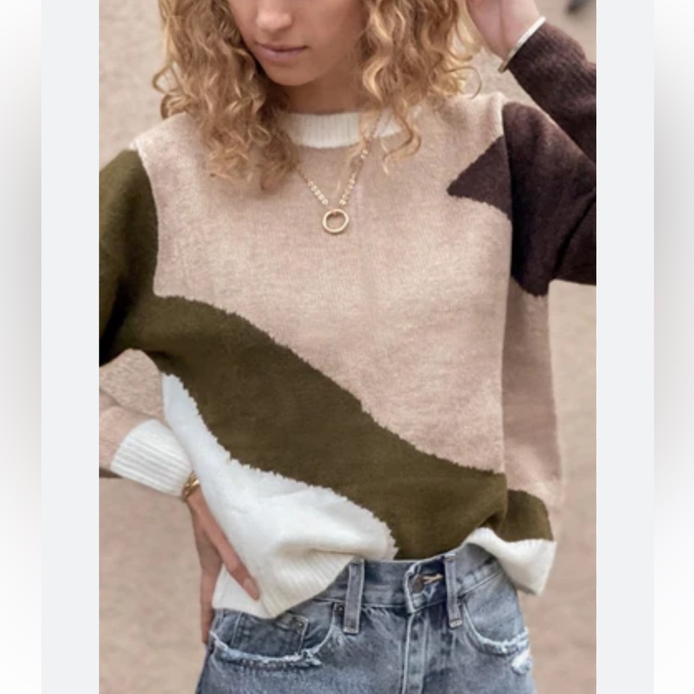 Crescent Color Block Sweater